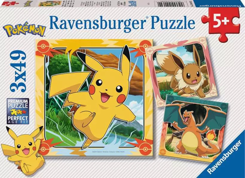 Ravensburger Puzzle: Pokemon - Pikachu. Charizard and Eevee! (3x49 pcs)