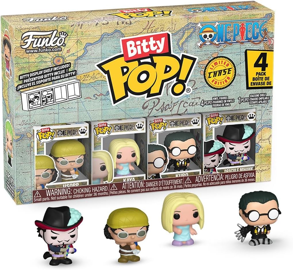 Funko Bitty Pop! 4-Pack: One Piece - Usopp, Kaya, Kuro, Bitty Pop! Chas